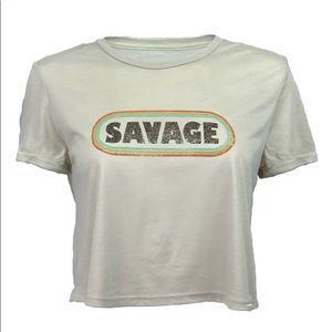 Savage Barbell Retro Throwback Crop Tee- Size Small